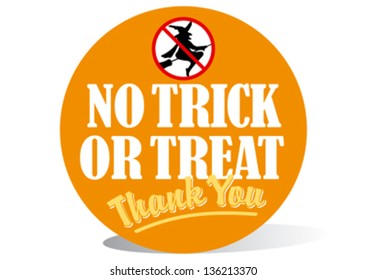 No Trick Or Treat Sign With Witch Graphic Editable Vector