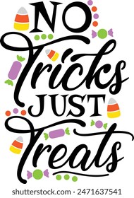 No Tricks Just Treats Halloween Candy Typography Design