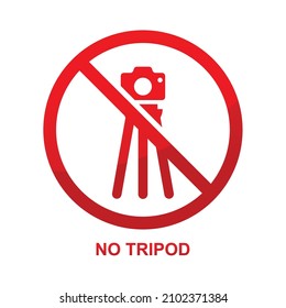 No Tripod Sign Isolated On White Background Vector Illustration.