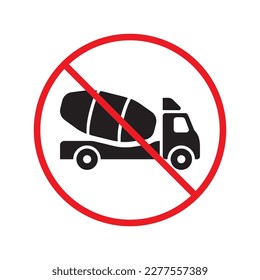 No truck icon. Forbidden lorry icon. No van vector sign. Prohibited heavy vehicle vector icon. Warning, caution, attention, restriction flat sign design. No concrete mixer truck symbol pictogram