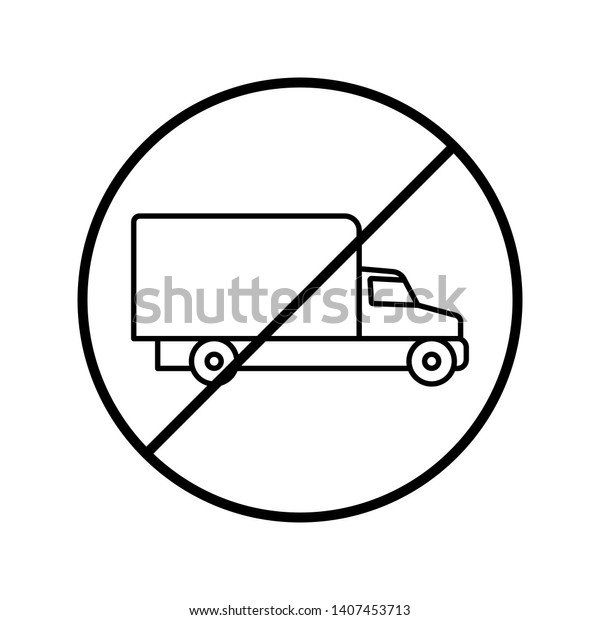 No Truck icon. Truck prohibition symbol. Truck\
parking prohibition sign.