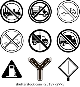 no truck and other silohuette road sign vector bundle