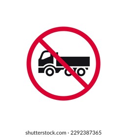 No truck prohibited sign, no delivery lorry forbidden modern round sticker, vector illustration