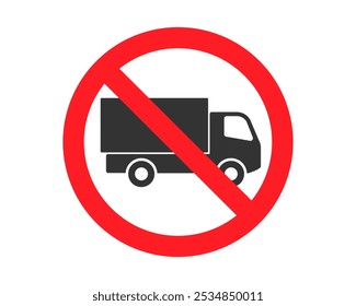 No truck sign. No lorry parking icon symbol. Truck prohibition logo. Vector illustration image. Isolated on white background.