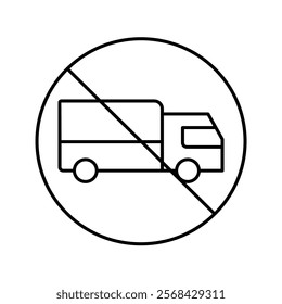 No Truck Sign thinline icon , vector, pixel perfect, illustrator file