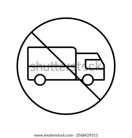 No Truck Sign thinline icon , vector, pixel perfect, illustrator file