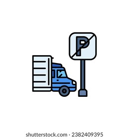 no truck sign vector icon. real estate icon filled line style. perfect use for logo, presentation, website, and more. modern icon design color line style