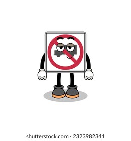 no trucks road sign cartoon couple with shy pose , character design