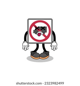 no trucks road sign mascot illustration is dead , character design