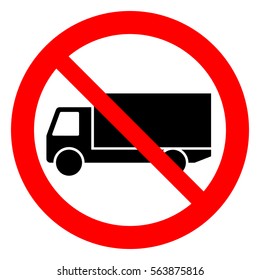 No trucks. Truck prohibition sign, vector illustration.