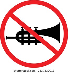  No Trumpet Sound, Music Instrument Prohibition Icon