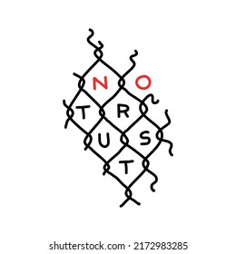no trust.vector illustration.decorative inscription.black and red elements on a white background.modern typography design perfect for tattoo,flyer,greeting card,web design,poster,banner,t shirt,etc