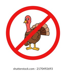 No Turkey Sign on White Background