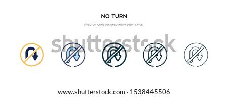 no turn icon in different style vector illustration. two colored and black no turn vector icons designed in filled, outline, line and stroke style can be used for web, mobile, ui