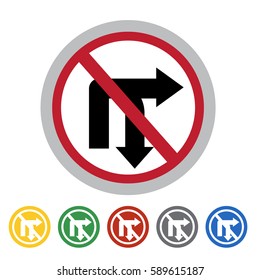No turn icon set.Vector illustration
