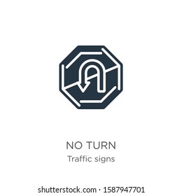 No turn icon vector. Trendy flat no turn icon from traffic signs collection isolated on white background. Vector illustration can be used for web and mobile graphic design, logo, eps10