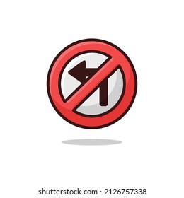 No turn left icon. No turn left flat style isolated on a white background - stock vector.