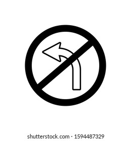  No turn left icon vector traffic sign 