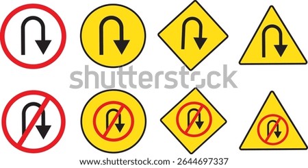 ,no turn left sign, No Left Turn, road signpost symbol traffic direction and Road safety, Vector graphics
