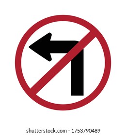 no turn left sign, no turn left signal, traffic sign vector