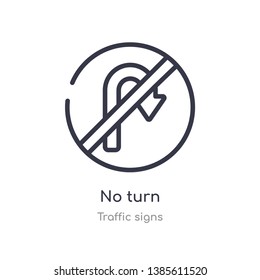 no turn outline icon. isolated line vector illustration from traffic signs collection. editable thin stroke no turn icon on white background