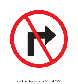 no turn right direction sign isolated vector