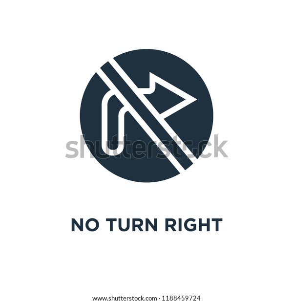 No turn right icon. Black filled vector\
illustration. No turn right symbol on white background. Can be used\
in web and mobile.