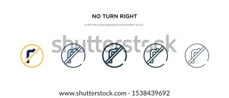 no turn right icon in different style vector illustration. two colored and black no turn right vector icons designed in filled, outline, line and stroke style can be used for web, mobile, ui