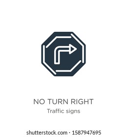 No turn right icon vector. Trendy flat no turn right icon from traffic signs collection isolated on white background. Vector illustration can be used for web and mobile graphic design, logo, eps10