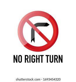 No Turn Right Information and Warning Road road sign, ilustración, ilustración vectorial aislada en fondo blanco para aprender, educar, cursos de conducción, pegatina, icono.