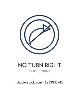 No turn right sign icon. No turn right sign linear symbol design from Traffic signs collection. Simple outline element vector illustration on white background