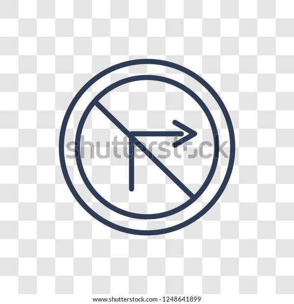 No turn right sign icon. Trendy linear No turn\
right sign logo concept on transparent background from Traffic\
Signs collection