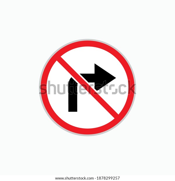 No Turn Right Sign. Prohibition Symbol - Vector\
Logo Template.