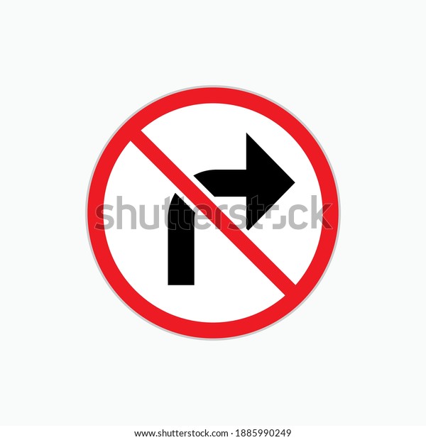 No Turn Right Sign. Prohibition Symbol - Vector\
Logo Template.