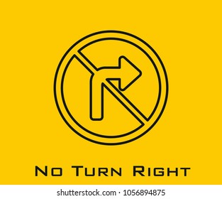 No Turn Right vector icon