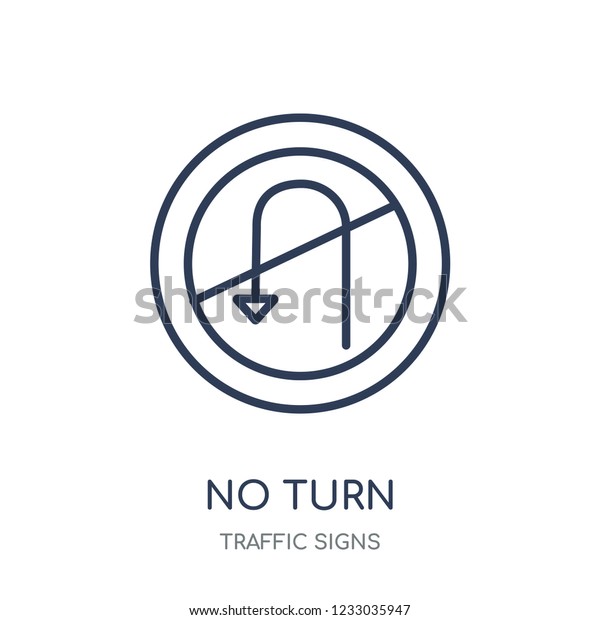 No turn sign icon. No turn sign linear\
symbol design from Traffic signs collection. Simple outline element\
vector illustration on white\
background
