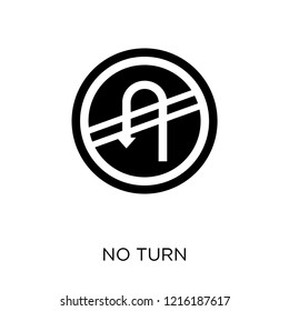 No turn sign icon. No turn sign symbol design from Traffic signs collection. Simple element vector illustration on white background.