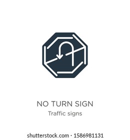 No turn sign icon vector. Trendy flat no turn sign icon from traffic signs collection isolated on white background. Vector illustration can be used for web and mobile graphic design, logo, eps10