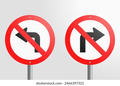 No Turn Signs: vector illustration of no turn road signs