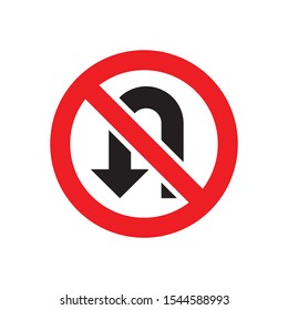 No turning road sign vector icon