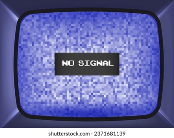 No TV signal on retro televisor.No signal on television. pixel art .8 bit retro game.monitorinterference. television noise.