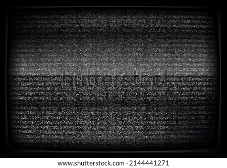 No TV signal on retro televisor, interference, television noise. Static tv noise, bad tv signal, black and white. Television noise, interfering signal. Blank video glitch vector texture.