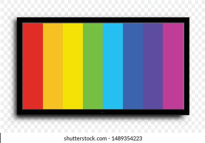 No TV signal. Vector colored stripes on the TV. Vector illustration