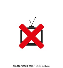 No TV Symbol Isolated on White Background. Television Vector Illustration Prohibition Stop Sign.