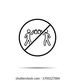 No two people drink beer icon. Simple thin line, outline vector of saint patricks day ban, prohibition, embargo, interdict, forbiddance icons for ui and ux, website or mobile