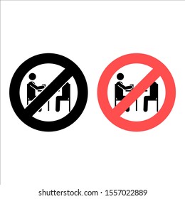 No two people at the table, glass icon. Simple glyph, flat vector of people ban, prohibition, embargo, interdict, forbiddance icons for ui and ux, website or mobile application