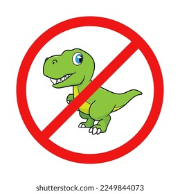 No Tyrannosaurus Rex Sign on White Background