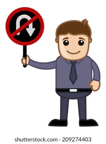 No U Turn Allowed - Cartoon Vector