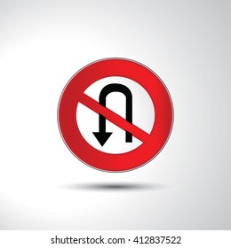 No U turn arrow prohibition sign icon illustration