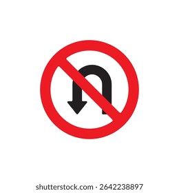no -U turn icon symbol sign vector